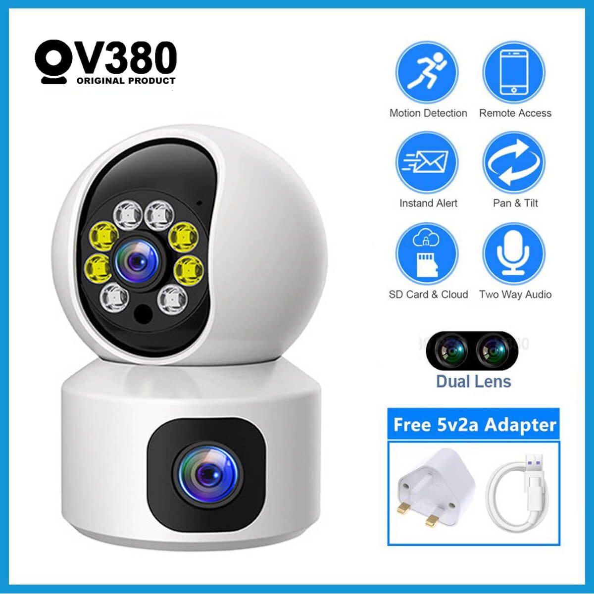 V380 Brand V380pro V9 Dual Lens Indoor PTZ IP Camera Duel Lens WIFI Camera 4K View Full HD CCTV Camera