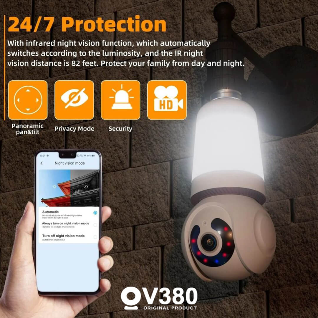 V380 Brand Original V380pro Q26 Bulb PTZ WiFi IP Camera