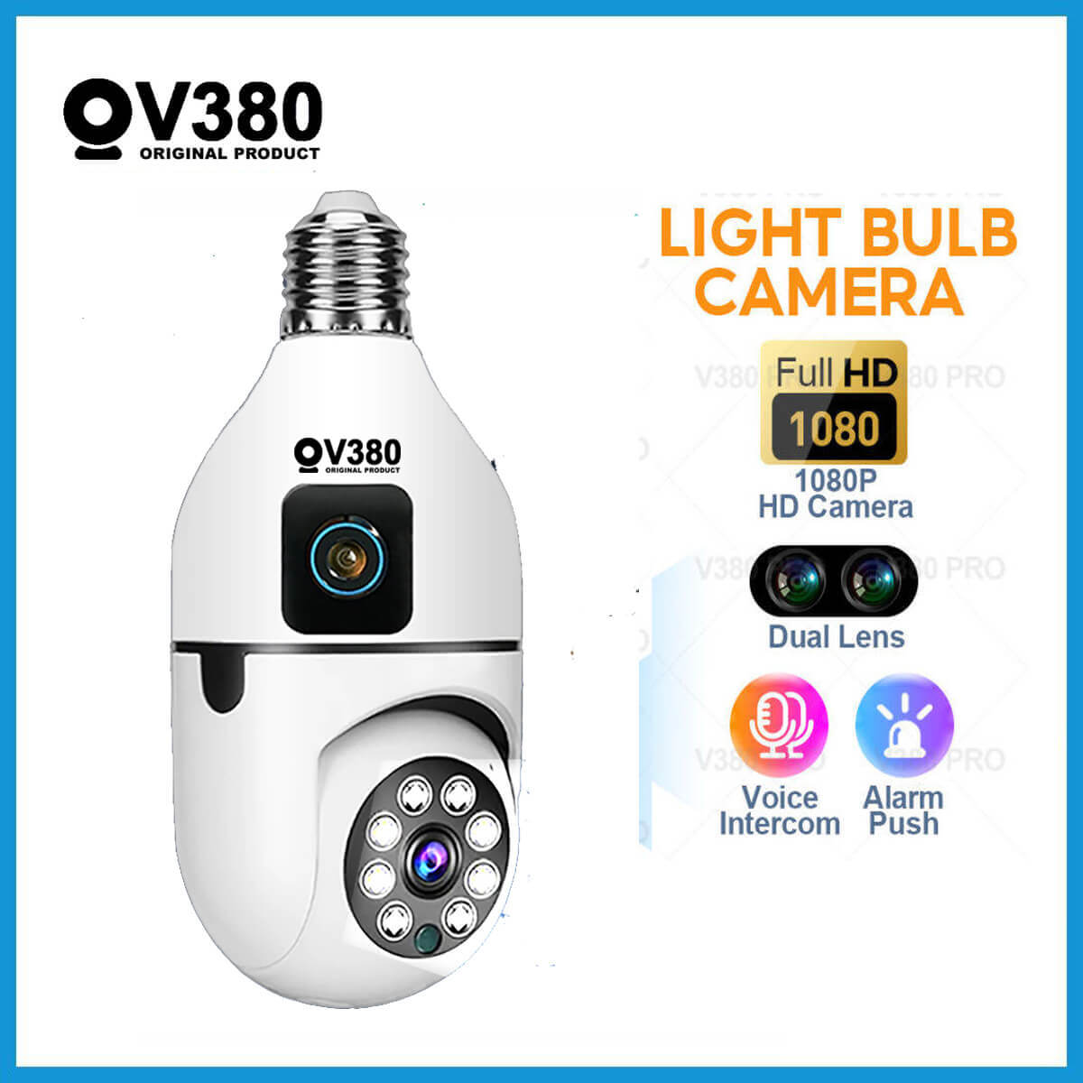 V380pro E27A Dual Lens Bulb PTZ WiFi IP Camera E27 Bulb Wifi Camera 4MP 360-degree Motion Tracking