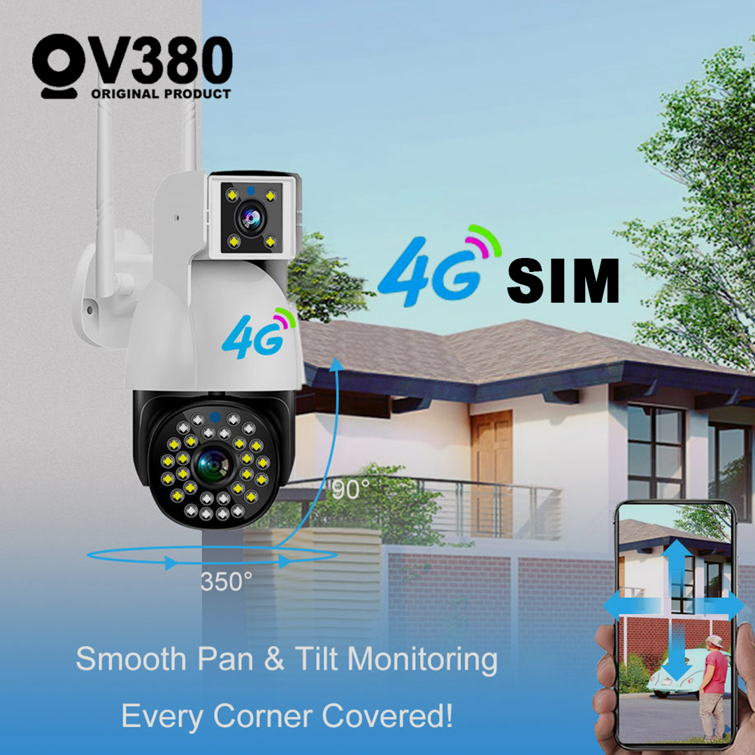 V380pro SC01 4G Sim Dual Lens Outdoor Waterproof PTZ IP CCTV Camera