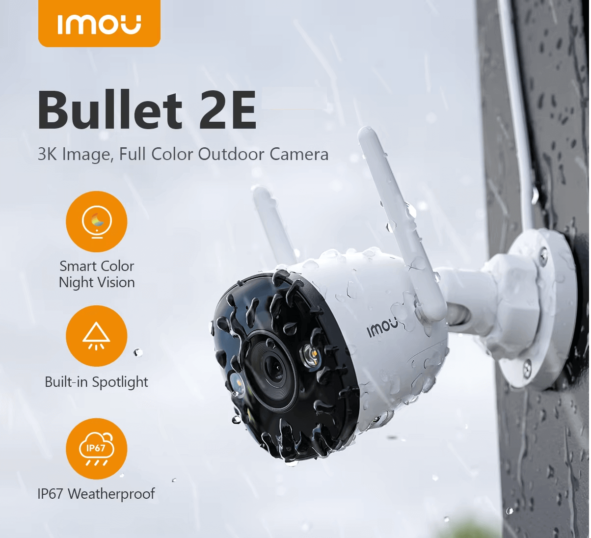 IMOU Bullet 2E Outdoor Smart Security Waterproof Wi-Fi IP Camera